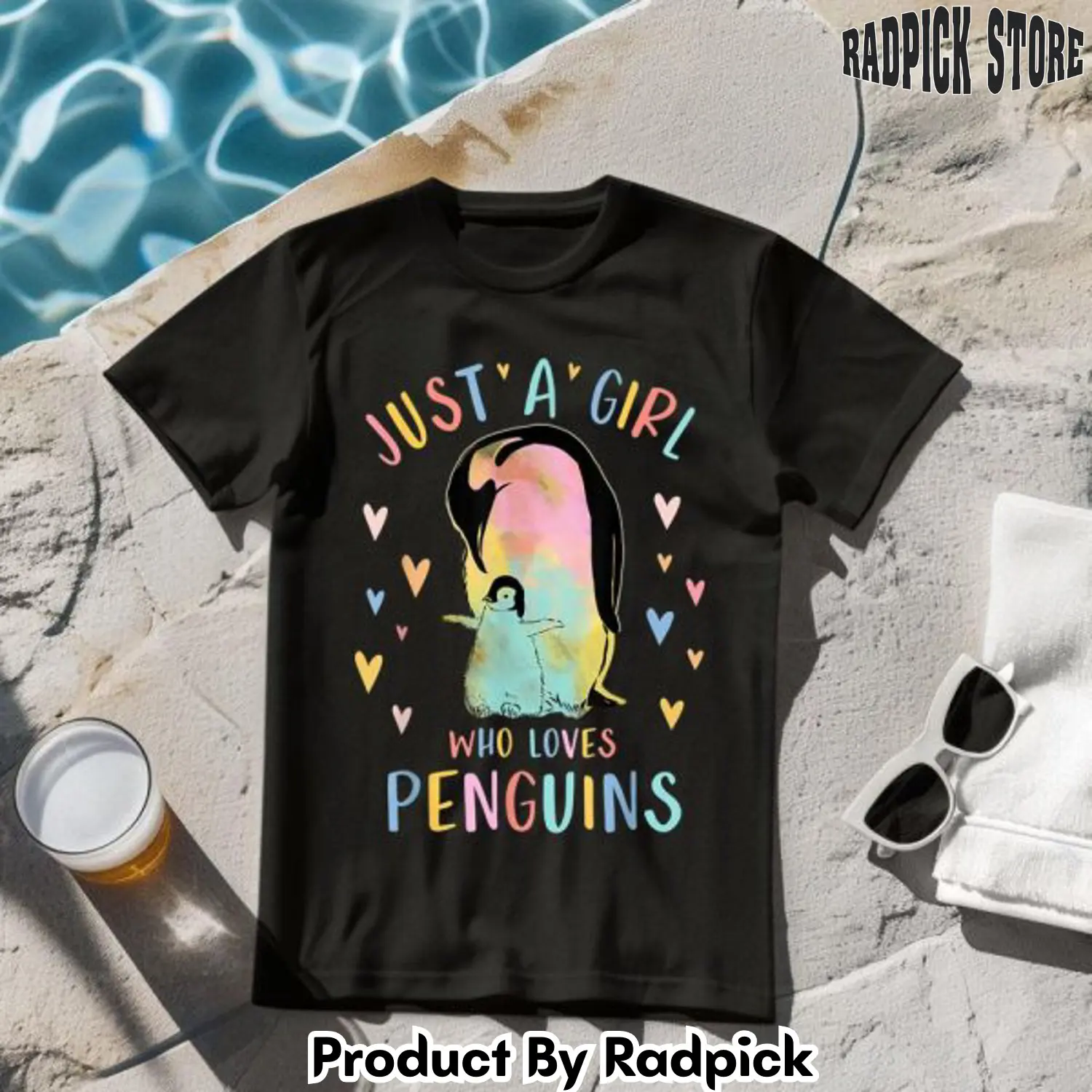 Just a girl who loves penguins watercolor tshirt rp2629641
